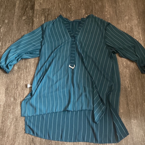 Teal and white striped women’s size large too by worthington - Picture 7 of 9